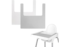 LOMGWUMY Lot de 2 sets de table durables pour chaise haute IKEA, propres et hygiéniques, adaptés pour IKEA Antilop Highchai, pour les tout-petits et les bébés (gris et blanc)