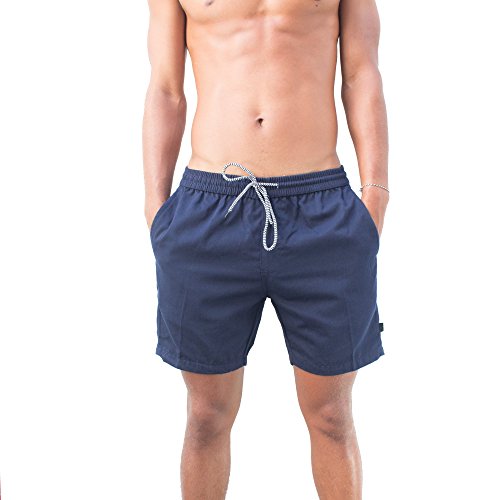 Molokai Mens In Motion Twill Chino Elastic Waist Drawstring Short -  Blue -