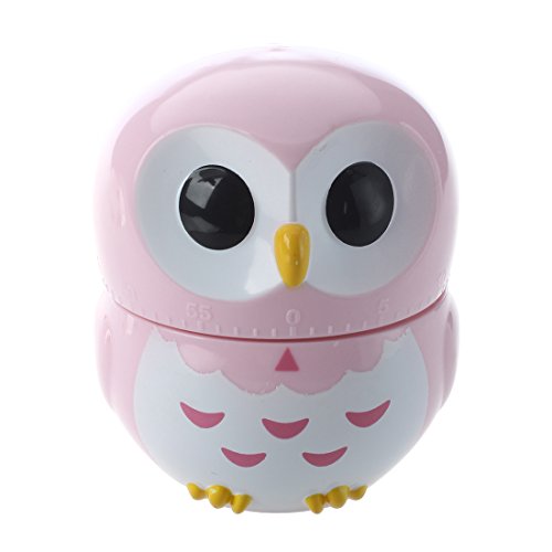 Kuechentimer - TOOGOO(R) Eule Ei-Uhr Kurzzeitwecker Kurzzeitmesser Eieruhr Eiermesser Kuechentimer (1-60 Minuten) (Rosa)