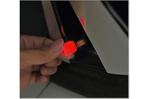 Marcraft Fluorescent Red, Glowing, Glow In The Dark Plastic Tyre Wheel Valve Caps Dust Caps (4 Pack) Universal for Cars, SUVs, Bicycles, Motorcycles, Trucks | Hex Shape | Screw-On