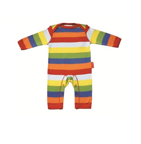 Toby Tiger Unisex Baby Organic Multi Stripe Sleepsuit Multicolored Stripe 0 - 3 Months
