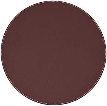 Nikalaz Round Placemat (1 piece), place mat 33 cm, Recycled natural leather, Dining round table decor (Dark Burgundy)