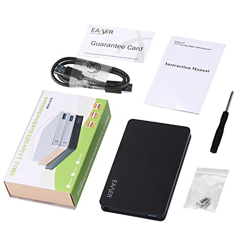 Eaxer Aluminium 2,5-Zoll USB 3.0 Externe Festplattengehäuse für 9.5mm und 7mm 2.5” SATA HDD/SSD, [Unterstützt UASP Optimierung für SATA III SSD] - 7