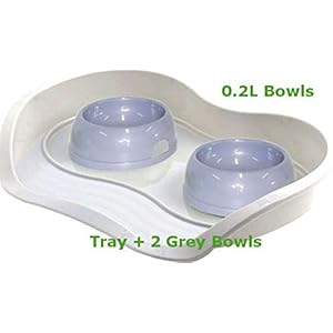 Cat Dog 2grau Schalen 0,2l + Schacht 3Farben Lebensmittel Wasser Gericht Füttern Kätzchen Bone Pet Animal