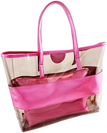 Zhaoke Women Girl Transparent Handbag PVC Beach Bag Waterproof Shoulder Tote Bag for Holiday Swimming with Small Cross Body Bag Rose