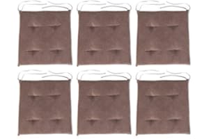 Loft 25 Premium Tufted Seat Pads | Non-Slip Indoor Chair Cushions for Kitchen and Dining Room | Breathable Luxury Pillow with Ties | Lightweight & Comfortable Foam Filling (37x37cm, Chocolate, 6)