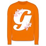Shirtracer Anfangsbuchstaben Kind - Buchstabe G mit Kirschblüten - 9-11 Jahre (140) - Orange - JH030K - Kinder Pullover