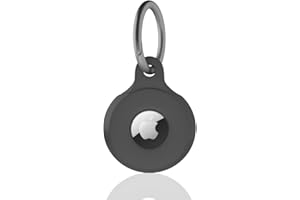 PANJAL Airtag Case with Key Ring, Secure Air Tag Holder, Scratch Resistant Silicone Protective Cover with Keychain for Keys, Handbag, Dog Collar, Luggage and More. Dark Gray - Single Pack
