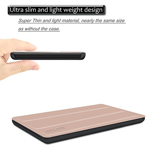 Das neue Fire 7 2017 ( 7-Zoll-Tablet, 7. Generation) Hülle Case – Infiland Ultra Smart Dünn Tri-Fold Muschel PU Leder Ultra Schlank Superleicht Ständer Shell Cover Schutzhülle Etui Tasche für Amazon Fire 7 17,7 cm ( 7-Zoll, 7. Generation – 2017) (mit Auto Schlaf / Wach Funktion) (Rosa Goldene) - 5