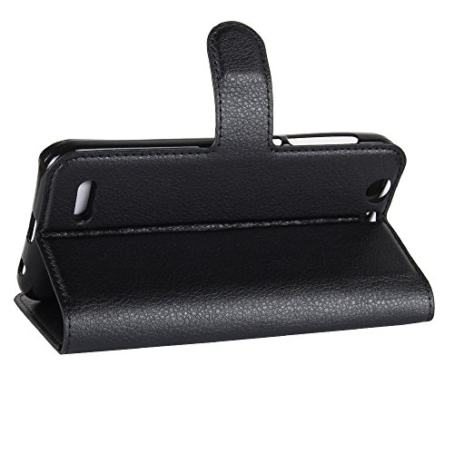 Custodia Vodafone Smart E8, Frlife Custodia Portafoglio in pu Pelle, Portafoglio Cover con Porta Carte, Funzione Stand, Chiusura Magnetica Per Vodafone Smart E8 smartphone Nero