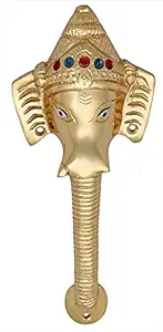 Smart Shophar Brass Ganesha Avighna Pull Handle 8 Inches Gold Pack of 1