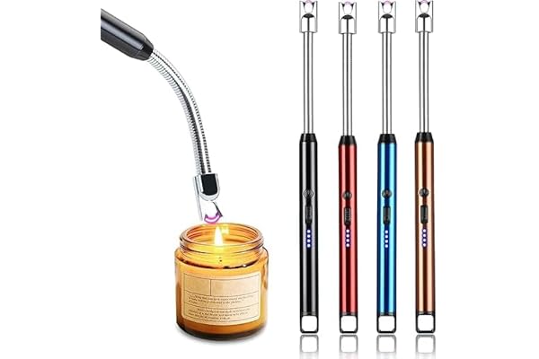 RULOKSHA Electric Lighter for Candles Rechargeable Electric Gas Lighter Plasma Flameless Windproof USB Lighter 360° Flexible Neck, Puja Lamps, Gas Stove Restaurants & Kitchen Use (Multicolor) 1