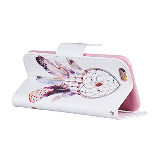 iphone 6 / iphone 6S Hülle Leder Weiß ,SKYXD Feder Traumfänger Muster PU Folio Klappbar Schutzhülle [Magnetverschluss / Brieftasche Kartenfach / Standfunktion] Klapphülle mit [Eule Handyanhänger + Eingabestift] 3 in 1 Zubehör Handy Tasche Etui für Apple iphone 6/6s Case Bookstyle Flip Leather Cover With [Free Stylus and Dust Plug] - 5