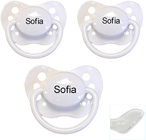 Personalised Dummy Nip, Silicone, orthodontic, size 2, white (3 pcs.)