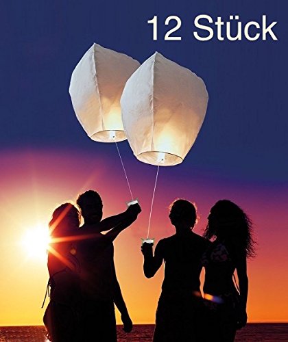 12 Stück LUMINARIA Himmelslaternen weiß - KEINE GENEHMIGUNG NOTWENDIG - Skylaterne
