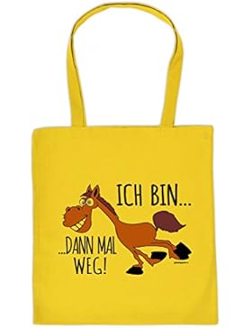 Lustig bedruckte Stofftasche - Ich bin dann mal weg Pferd - Spass - Tasche Baumwolltasche Beutel Tragetasche