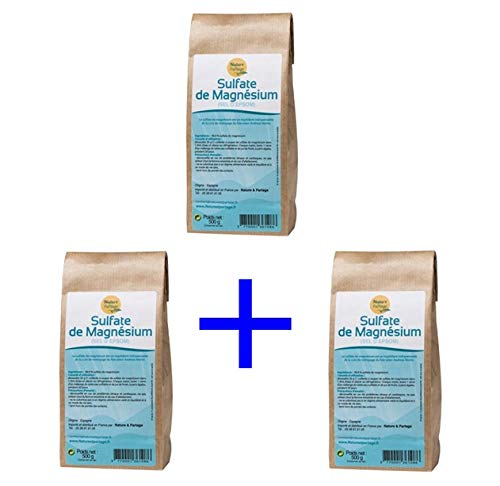 Nature & Partage - Sulfate de Magnésium ( Sel d'Epsom) - 500 g - Lot De 3 - Prix Du Lot - Livraison Rapide En France Métropolitaine Sous 3 Jours Ouverts