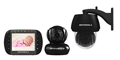 Motorola 2 Caméras de surveillance intérieure et extérieure + 1 moniteur vidéo avec écran 3.5″  – SCOUT 1500 – Noir