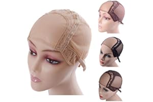YANTAISIYU 4 "X4" U parte gorra de encaje suiza para hacer pelucas con correas ajustables peluca de malla(rubio S)