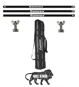 Camrox Curtain Rods with Conversion Adopder Convert The Light Stand into a Backgound, Backdrop System 3Feet Each Rod 3Pcs Set || with Carry Bag ||