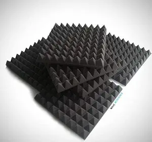 WON Professional SoundProofing PYRAMID Panels (1Ft x 1Ft x 2Inch). Professional Acoustic Foam (Set Of 6) Matt Black