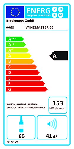 CASO WineMaster 66 Design Weinkühlschrank für bis zu 66 Flaschen (bis zu 310 mm Höhe), zwei Temperaturzonen 5-22°C, Energieklasse A - 2