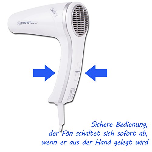 TZS First Austria – Hotelföhn 1200W über 2m Spiralkabel mit Wandhalterung verbunden/ Kaltluft, 2 Temperaturstufen/ Hotel-Haartrockner/ Fön Föhn | weiß - 4