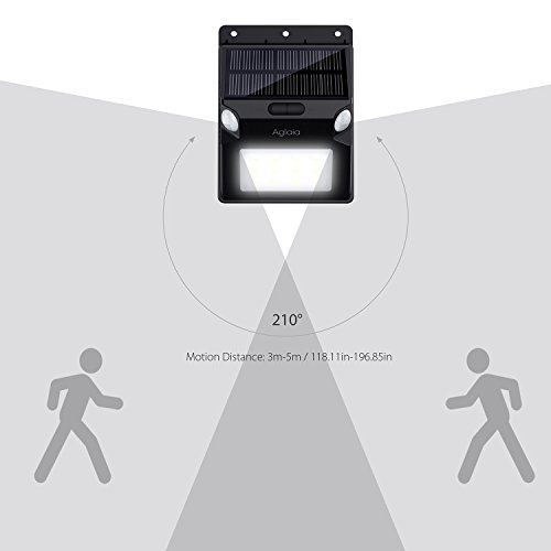 Aglaia Solarleuchte mit 2 Bewegungssensor, 12 LED Solarbetriebene Sicherheitsleuchte mit 5 Intelligenten Beleuchtungsmodus und RGB Farbwechsel, Wetterfeste für Patio, Plattform, Hof, Garten, Terrasse - 3