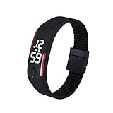 Yogogo Damen Herren Quartz Analog Armband , 1 Cent Artikel Armbanduhr | Silikonband | Dekoration | Sportuhr | Wasserdicht | Gummi LED Uhr | Bezug Sportarmband | Digitale Armbanduhr | 22cm Bandlänge (Schwarz)