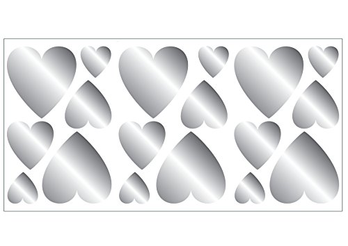 Preisvergleich Produktbild Fun4Walls Wandsticker, Motiv: Herzen Silber-Blatt