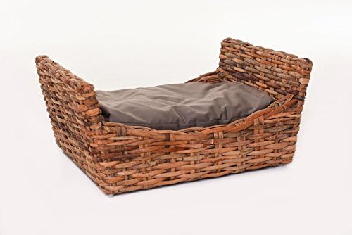 Bonzo Dog Basket Cat Basket with cushion Rattan, Natural