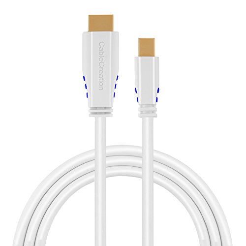 Mini DP auf HDMI, cablecreation Mini DisplayPort (Thunderbolt Port Kompatibel) auf HDMI AV HDTV Adapter für Mac Book, iMac und mehr, (DP V1.2 unterstützt 4 Kx2 K) 10 ft/3 m (blau & weiß)