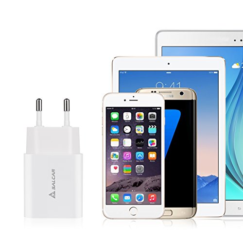 Salcar 12  W 2  Puerto 5  V 2 4  A USB cargador fuente de alimentaci  n para iPad Air 2 Mini 3  todos los Smart Phone  P  ej  iPhone 7 7  Plus  Samsung Galaxy S6 S6  Edge  Nexus  HTC M9  Motorola  LG       Color Blanco