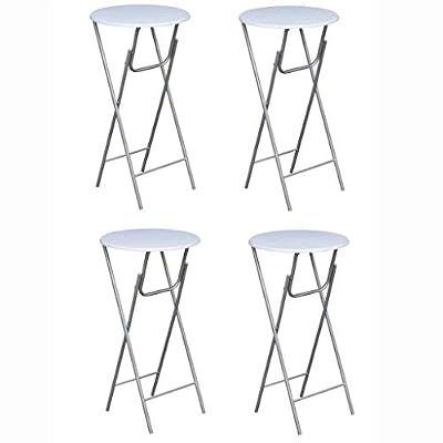 VIDAXL Lot de 4 tables de bistro bar mange debout ronde haute MDF bois blanche pliable