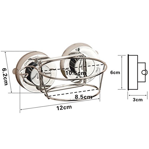 SOONHUA Vacuum Haartrocknerhalter Wandhalterung Haartrockner Einhängegestell Veranstalter, Saugnapf Sucke Aluminium Stahl Fönhalter - 5