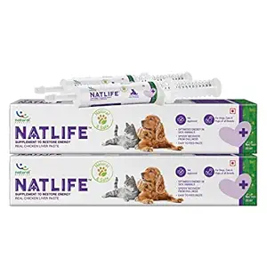 Natural Remedies Natlife, Natural Supplement to Restore Energy, Real Chicken Liver Paste for Dogs, Cats and Pups of All Breeds, 30 ml (Pack of 2)