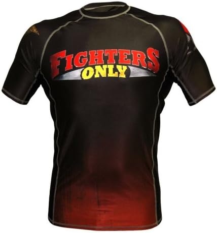 Fighters Only Men's Rash Guard Short Sleeve Top - Black/Red, Small