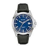 Bulova Precisionist 96B257 - Herren Designer-Armbanduhr - Armband aus Leder - Blaues Zifferblatt
