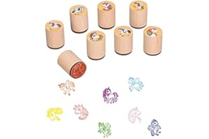 Ameisenkeks® 8 x Stempel Einhorn Stempelset 8er Set Verschiedene Motive stabil aus Holz