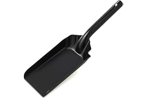 MGE WORLD MGE - Paletta di Ferro Smaltato per Camino e BBQ - Pala con Manico - Pala con Lama per Carbone - 32 x 10 cm