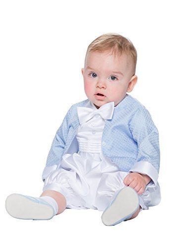Vivaki, Boys Blue & White Romper Suit, Vivaki, Boys Christening Outfit, Baby Vivaki, Boys Romper Suit, 3 - 6 months