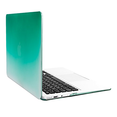 kwmobile Hardcase Laptop Hülle für Apple MacBook Air 13" (ab Mitte 2011) - Zwei Farben Design Grün Transparent dünne gummierte Schutzhülle Cover Case Tasche