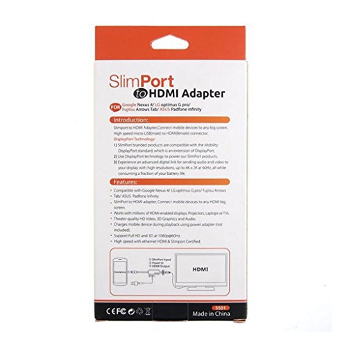 MagiDeal SlimPort Zu Hdmi Hdtv Kabel Kabeladapter Koppler für Nexus 4 7; Acer Predator 8 / Acer Iconia Tab 10 - 3