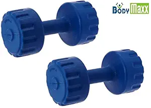 BODY MAXX Colored PVC Vinyl Dumbbells for Home Gym (5 Kg x 2 , Blue)