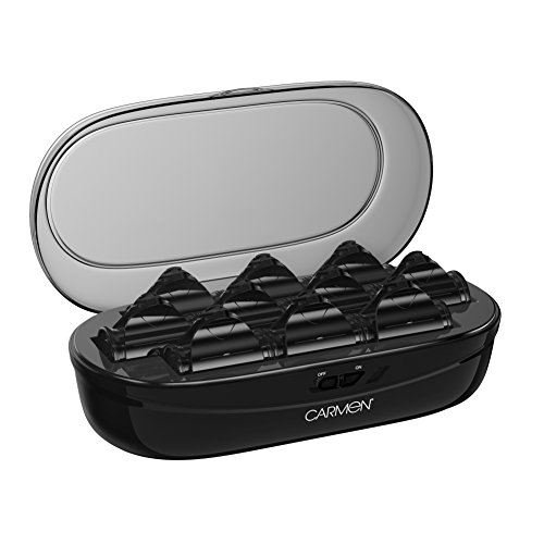 Carmen C81036 Ceramic Electric Heated Hair Rollers with Keratin Protech for a Salon Finish - Black