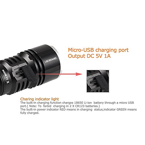 Hellste Taschenlampe Acebeam L16 2000 Lumens 603 Meters LED USB Aufladbare Taschenlampe mit Akku - 5