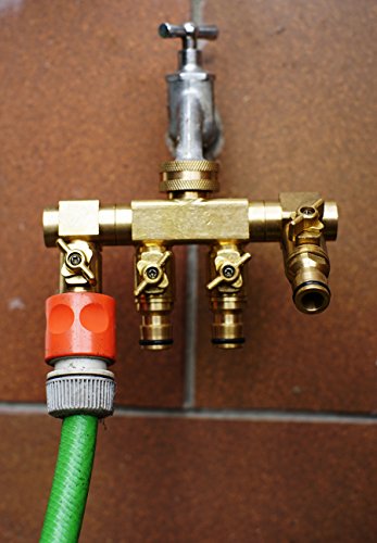 UPP® Wasserverteiler 4 Wege für 1/2″ und 3/4″ Anschlüsse / Wasserhahn Anschluss / Wasserhahnadapter / Schlauchanschluss / Wasseranschluss / Schlauchverteiler / Mehrfach - 5
