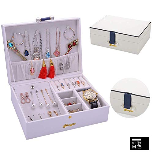 AOLI Organizzatore di gioielli multifunzionale Espositore da collezione Contenitore per contenitore Scatola per orecchini Orecchini Collana,bianca