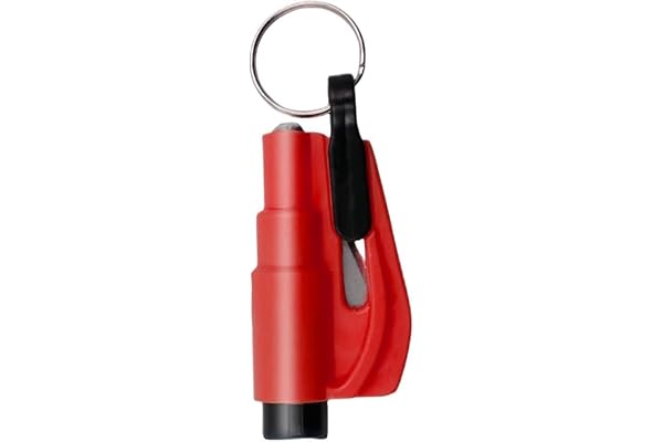 Lot de 2 - Brise-vitre coupe-ceinture rouge, outil de secours de sécurité, brise vitre porte clés