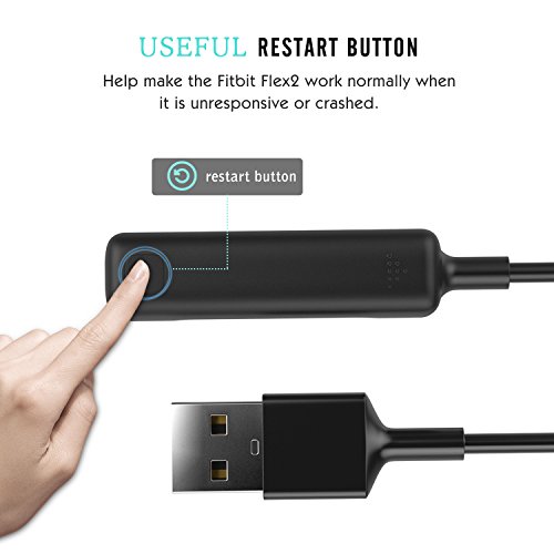 MoKo Fitbit Flex 2 Charger Ladekabel – Premium Ersatz USB-Ladekabel Ersatz-Ladegerät Ladestation Charging Dock Adapter USB Ladekabel mit Restart Funktion für Fitbit Flex 2 Smart Fitness Watch, Schwarz （Nicht für Fitbit Flex） - 3